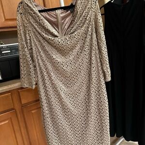Etcetera Gold Lace Long Sleeve Dress